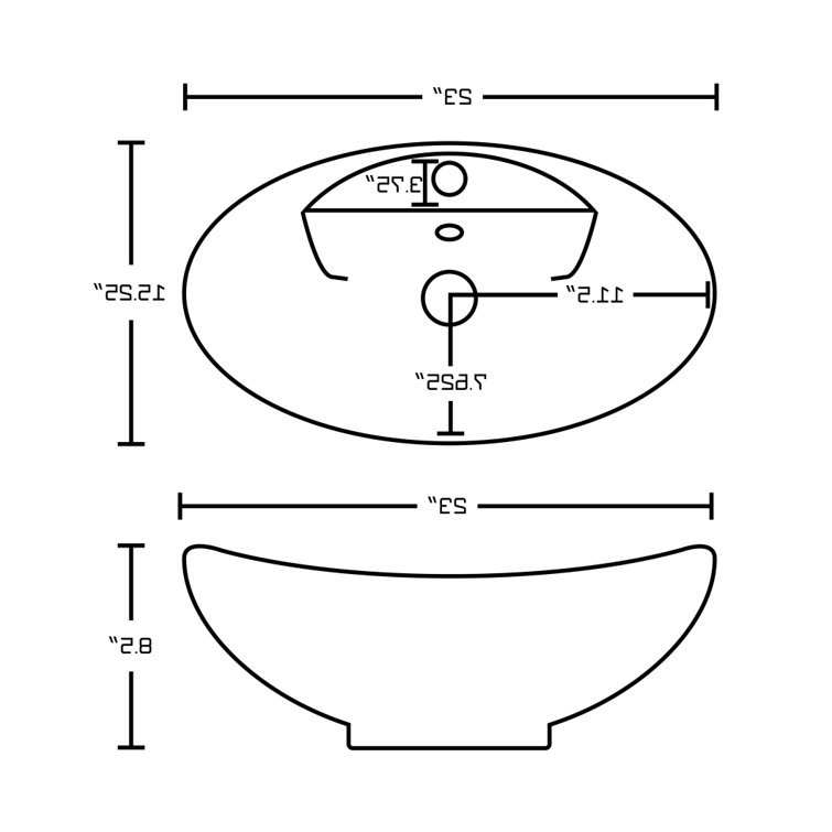 Plumbing N Parts 23'' Enamel Glaze Ceramic Oval Vessel Bathroom Sink
